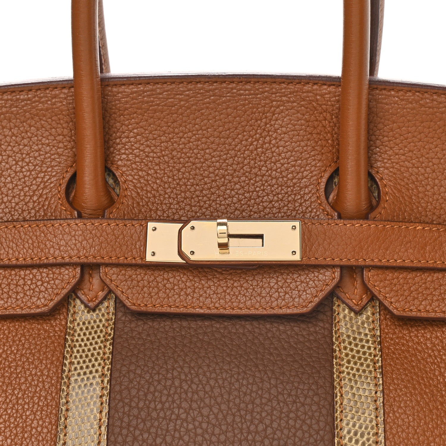 Hermes Taurillon Clemence Lizard Club Birkin 35 Gold Marron D'Inde 10 of 12