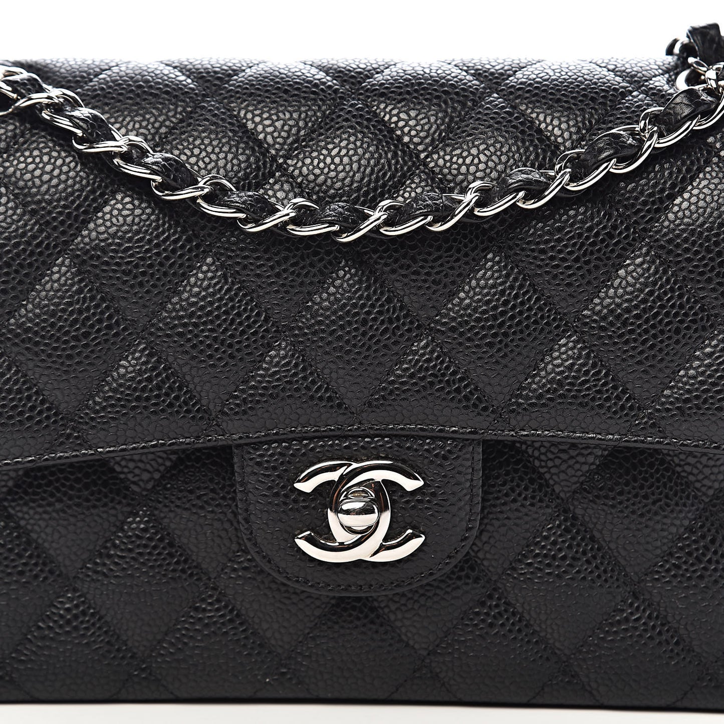 Caviar Quilted Small Double Flap Black