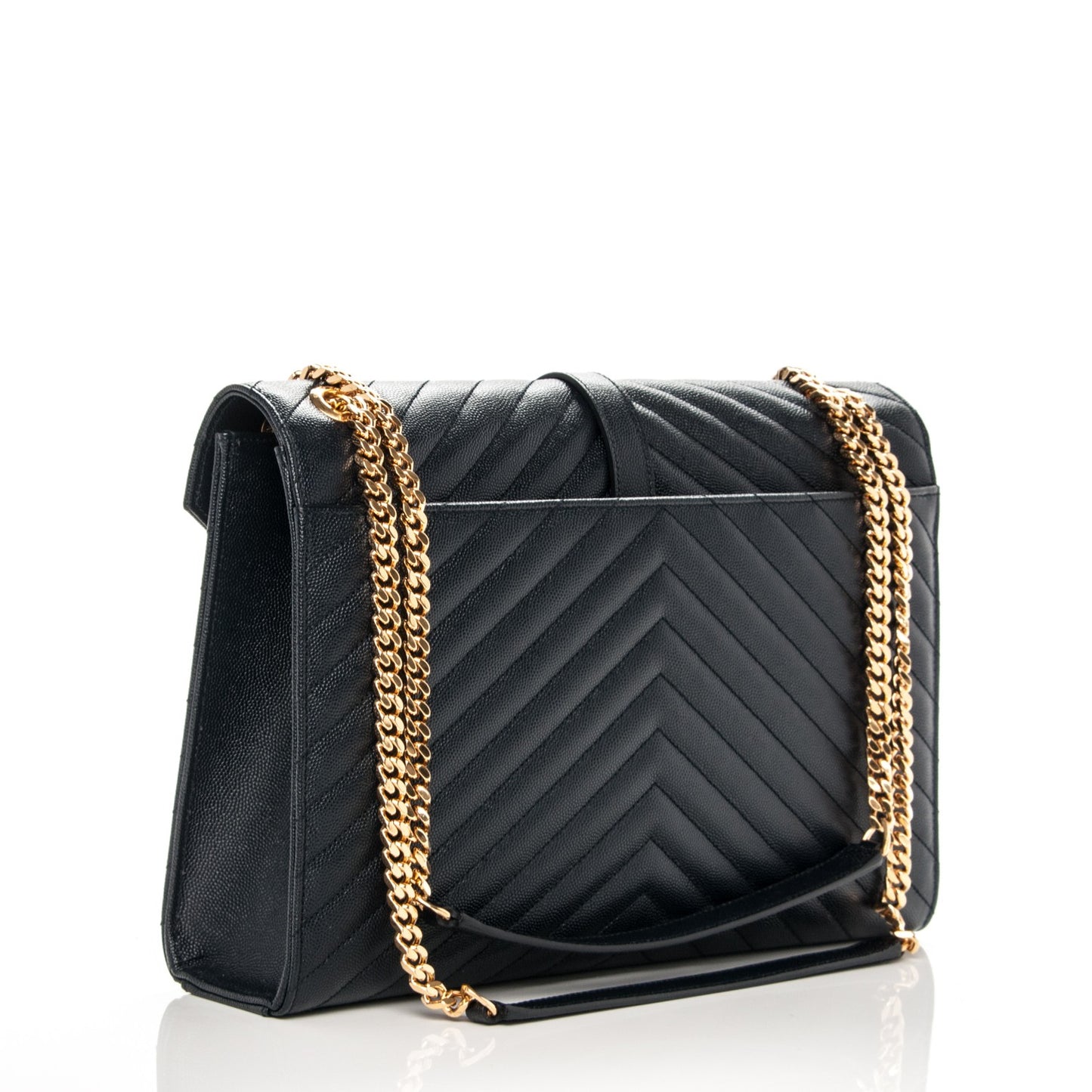 Grain De Poudre Matelasse Chevron Large Monogram Satchel Navy Blue