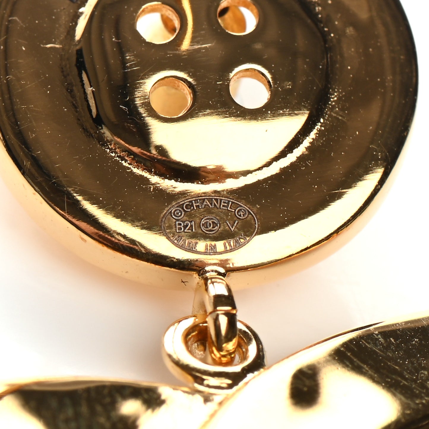 Metal Large Paris Button Earrings Gold