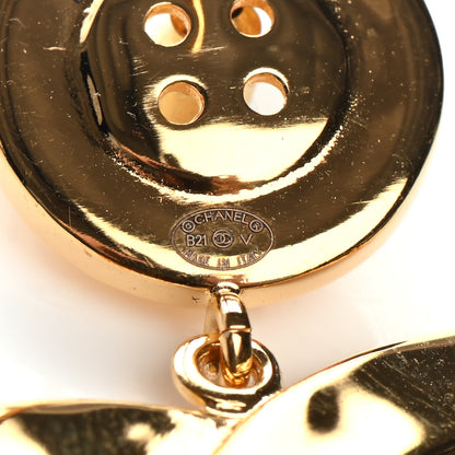 Chanel Metal Large Paris Button Earrings Gold 4 of 4