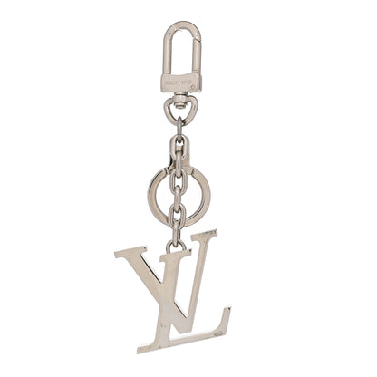 Louis Vuitton Metal Palladiium Finish LV Initiales Bag Charm Key Holder Silver 1 of 5