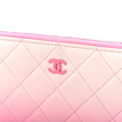 Chanel Ombre Patent Calfskin Quilted Large Gusset Zip Around Wallet Pink 11 of 14
