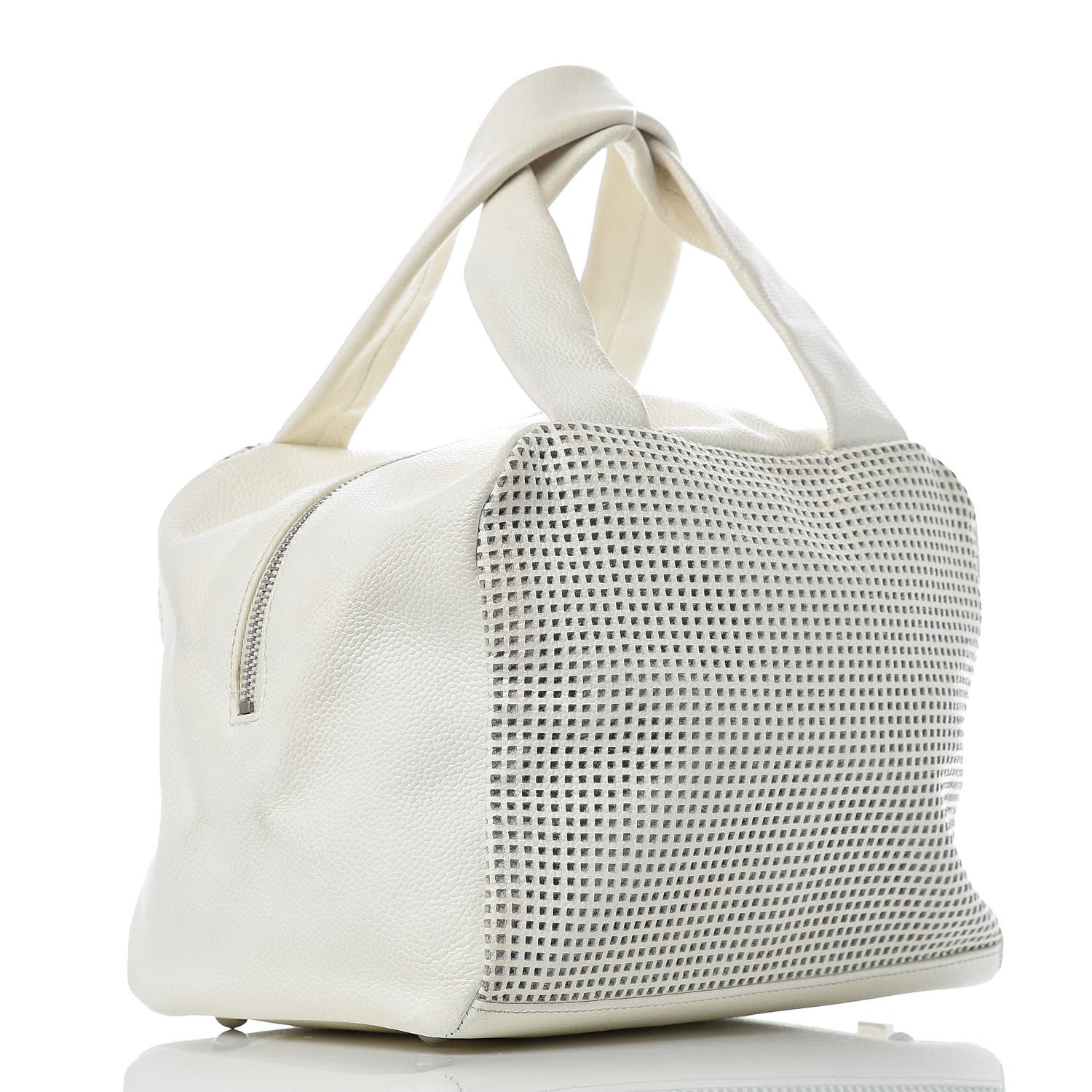 Chanel Caviar Perforated Bowler White 3 of 15