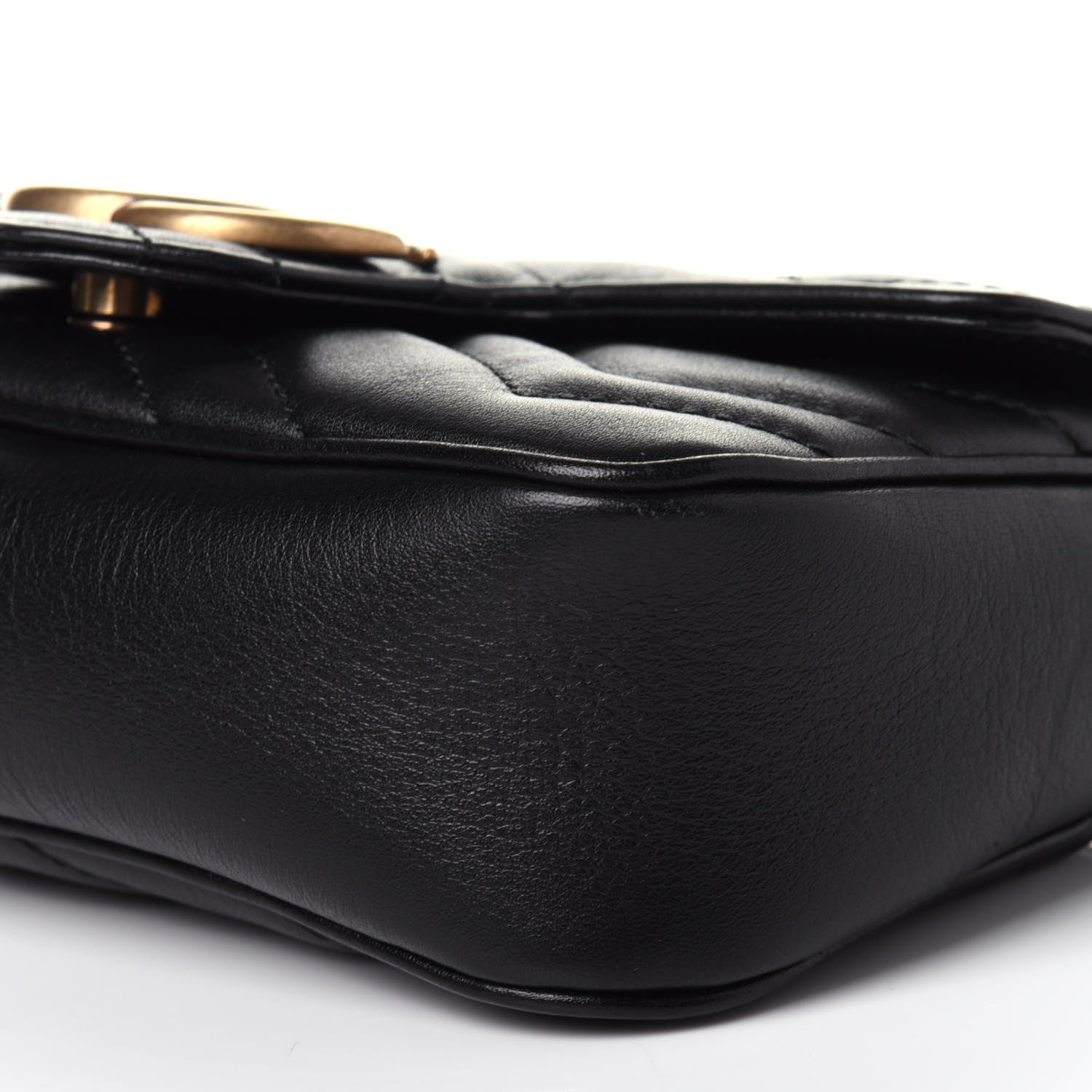 Gucci Calfskin Matelasse Super Mini GG Marmont Shoulder Bag Black 8 of 11