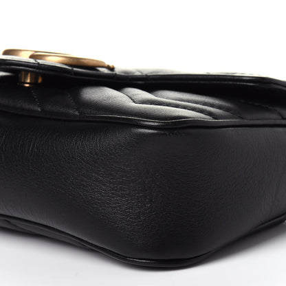 Gucci Calfskin Matelasse Super Mini GG Marmont Shoulder Bag Black 8 of 11