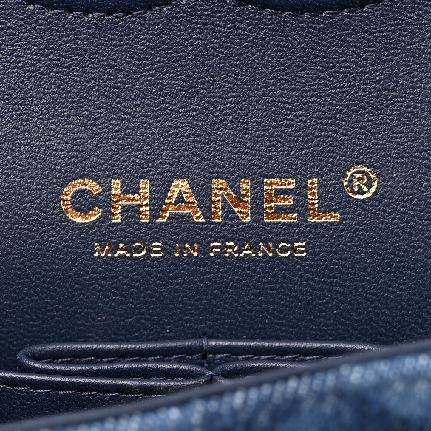 Printed Denim Quilted Medium Double Flap Dark Blue