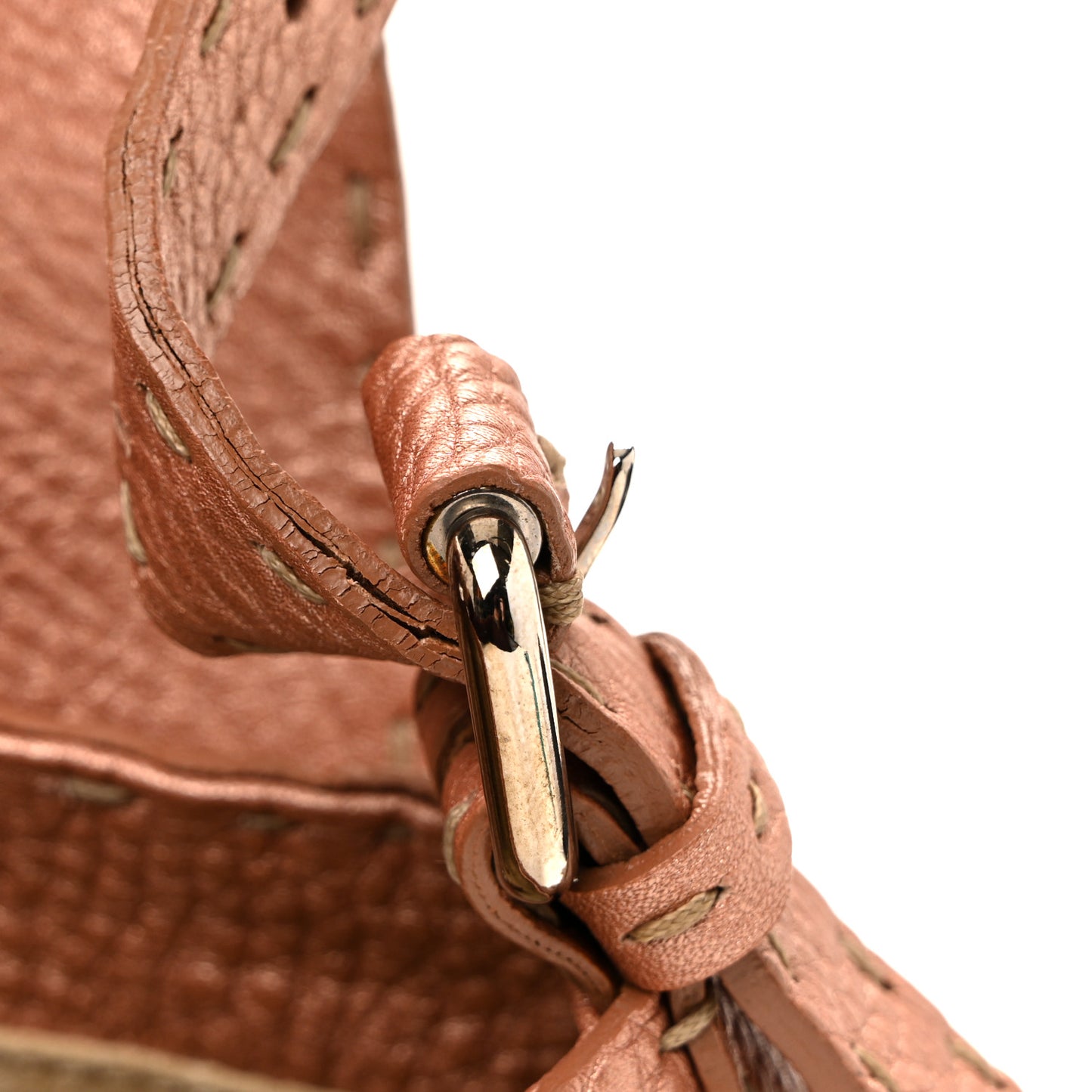 Metallic Calfskin Romano Selleria Flap Bag Bronzo