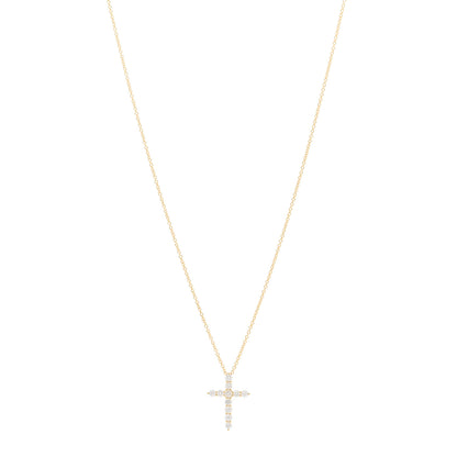 Tiffany 18K Yellow Gold Diamond Small Cross Pendant Necklace 1 of 4
