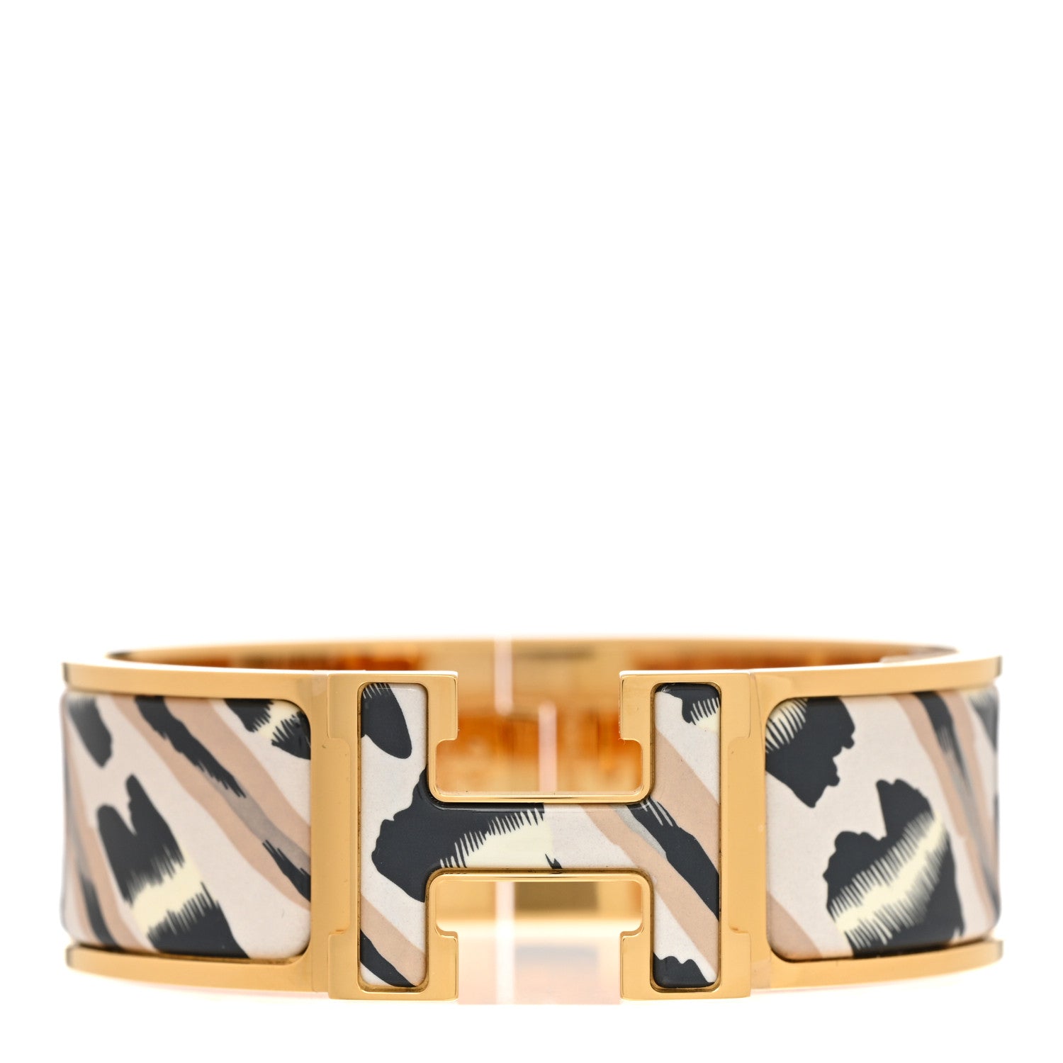 Hermes Enamel Printed Wide Clic Clac H Bracelet GM Lumiere 1 of 4
