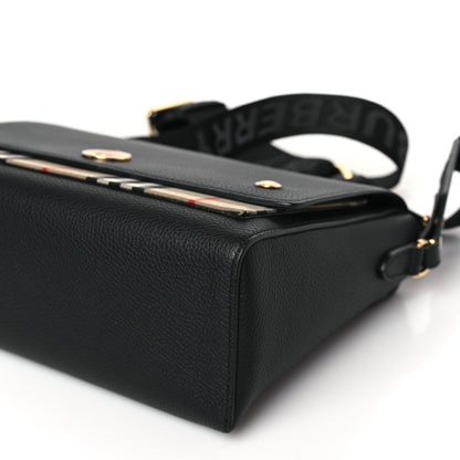 Burberry Coated Canvas Calfskin Vintage Check Medium Note Crossbody Bag Black 8 of 8