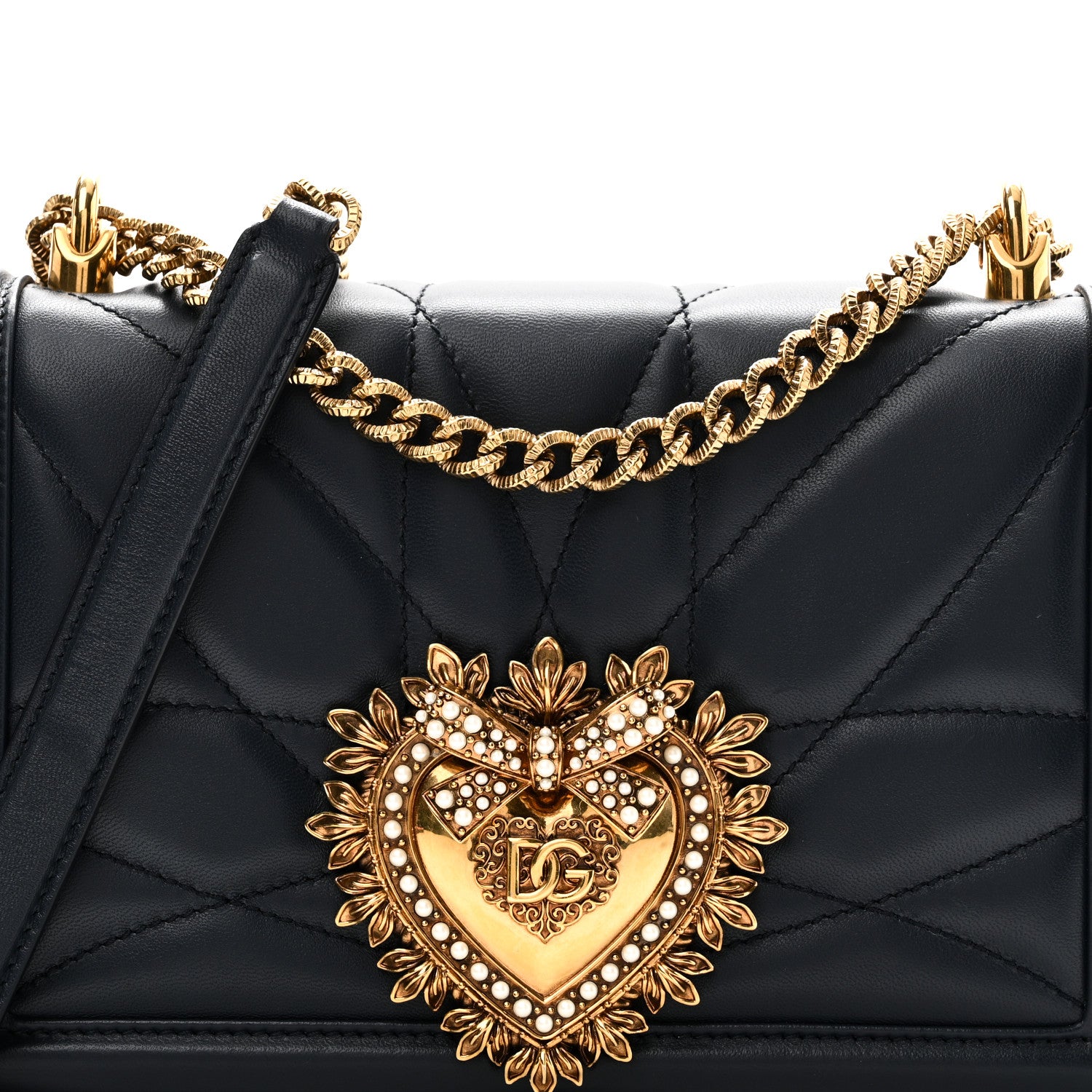 Dolce & Gabbana Calfskin Medium Devotion Crossbody Bag Navy 8 of 10