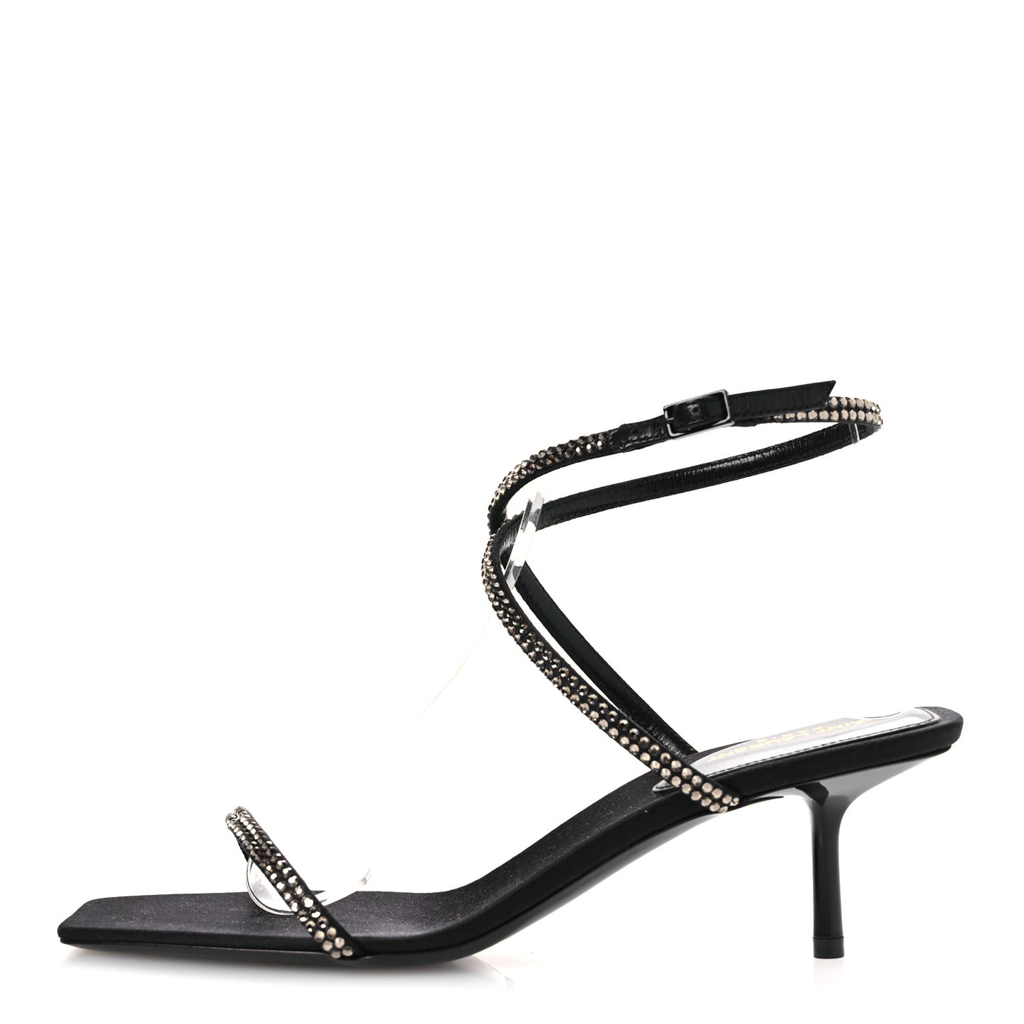 Crepe Satin Strass Baliqua 55 Ankle Strap Sandals 37 Black Greige
