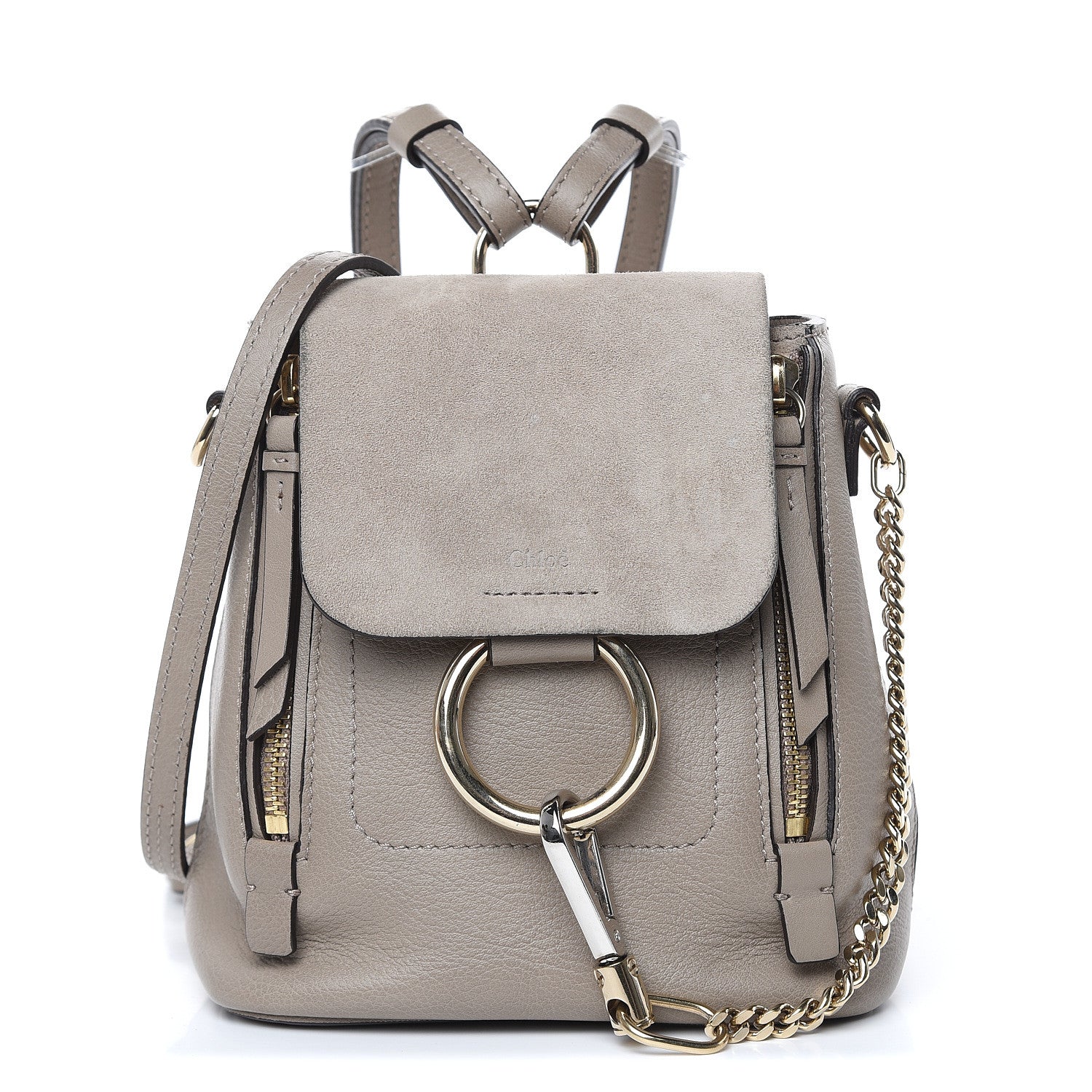 Chloe Suede Calfskin Mini Faye Backpack Motty Grey 1 of 14