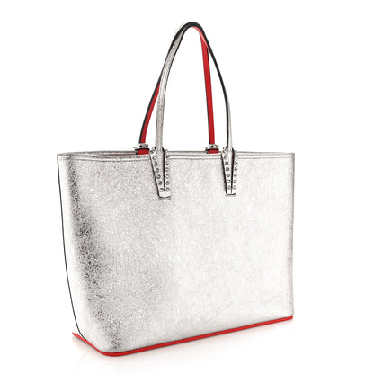 Christian Louboutin Calfskin Spikes East West Cabata Tote Silver 4 of 9