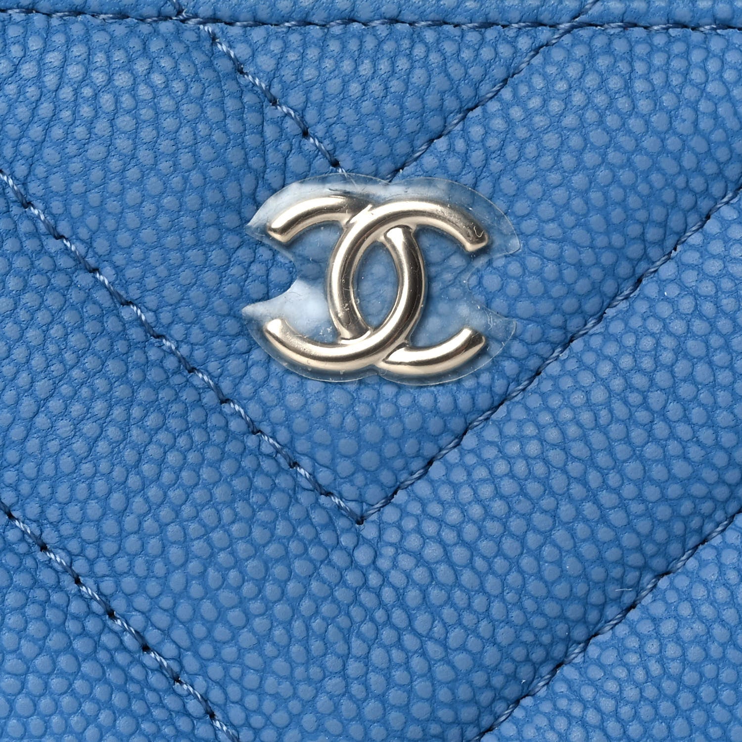 Chanel Caviar Chevron Quilted Small Cosmetic Case Blue 8 of 10