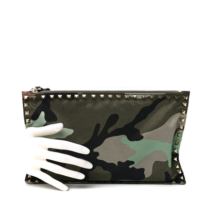 Valentino Garavani Canvas Camouflage Large Rockstud Zip Pouch Multicolor 2 of 12