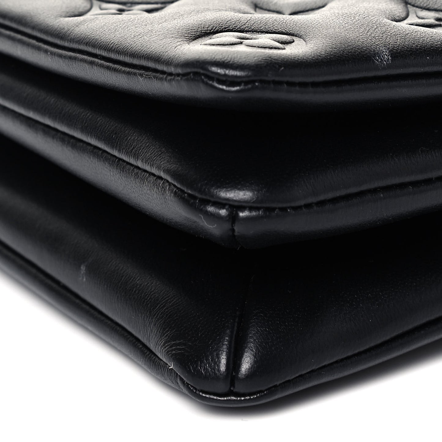 Lambskin Embossed Monogram Pochette Coussin Black
