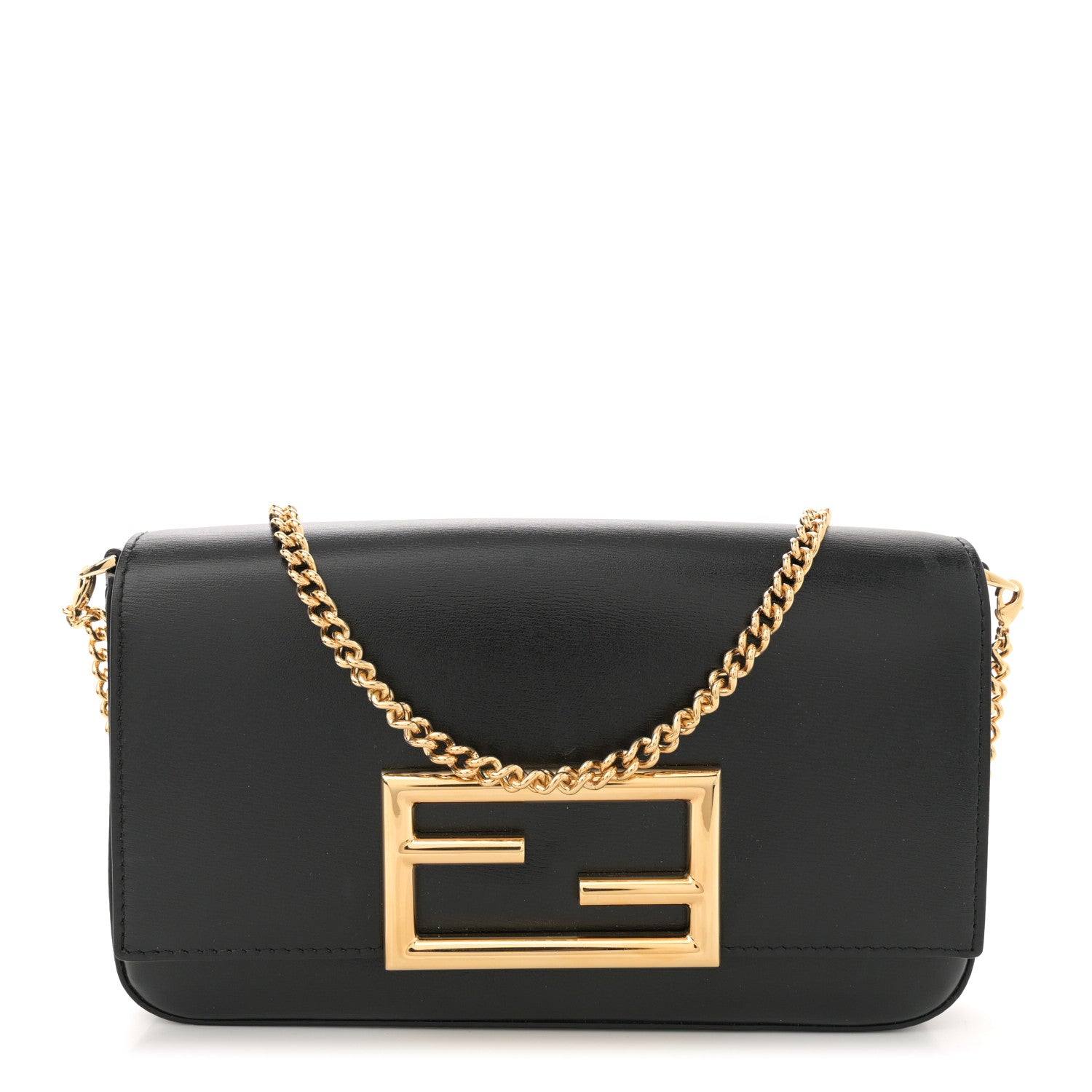 Fendi Vitello Palmellato Wallet on Chain with Pouches Black 1 of 12