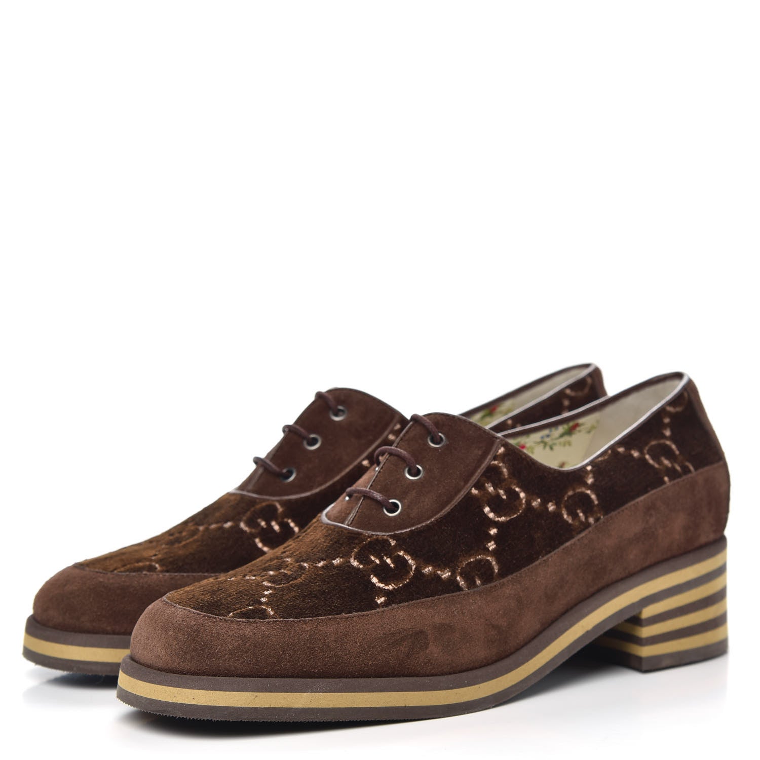 Gucci Velvet GG Monogram Thompson Derby Loafers 39.5 Vintage Cocoa Brown 3 of 9
