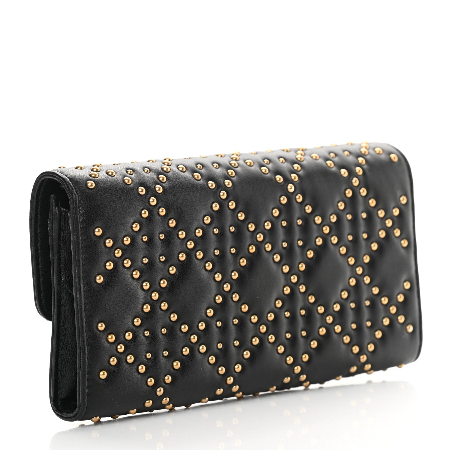 Christian Dior Lambskin Cannage Studded Dioraddict Wallet on Chain Black 4 of 10