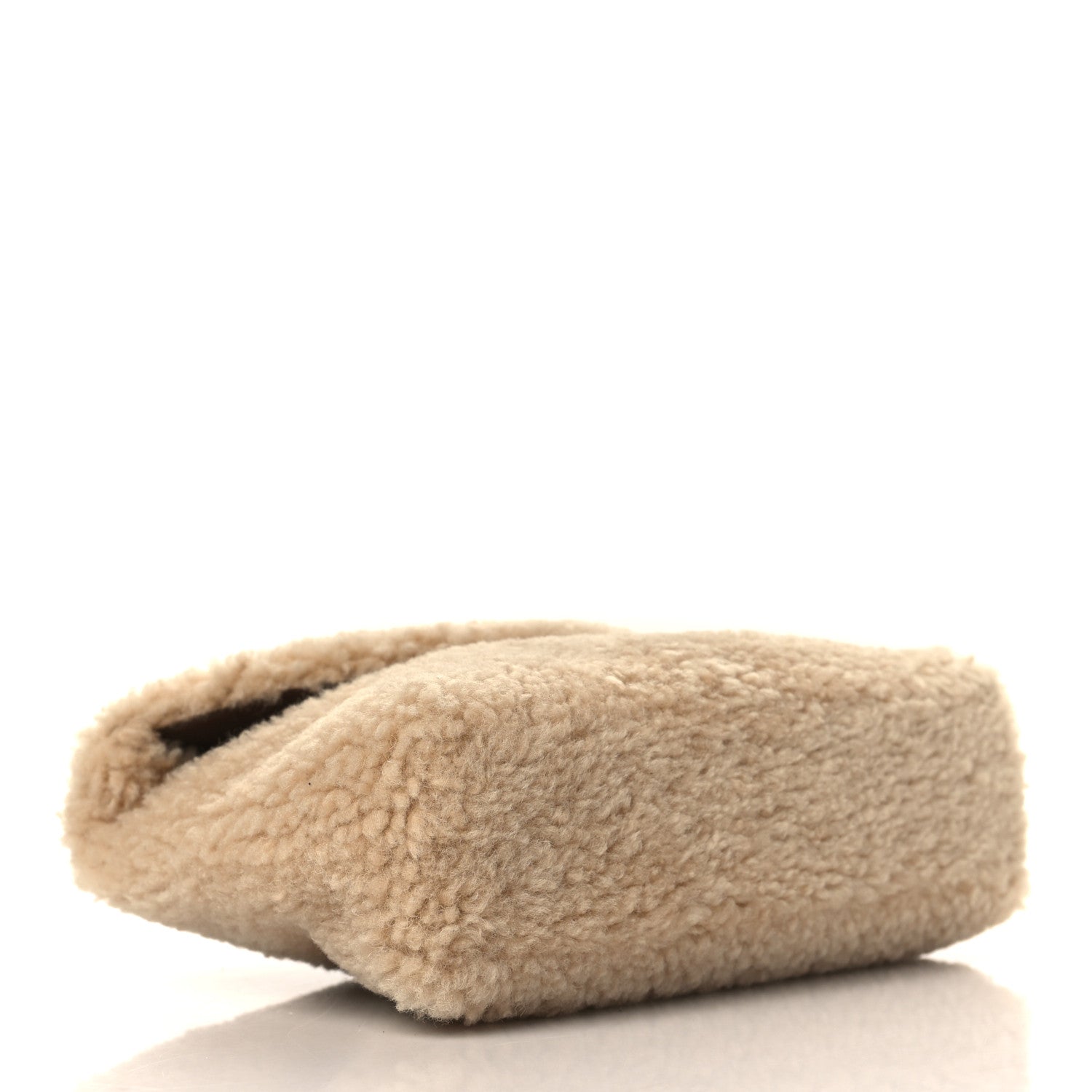 Saint Laurent Shearling Quilted Monogram Loulou Puffer Pouch Clutch Natural Beige Brick 5 of 11