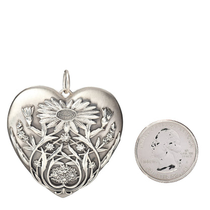 Tiffany Sterling Silver Large Ziegfeld Daisy Heart Locket Pendant 2 of 3