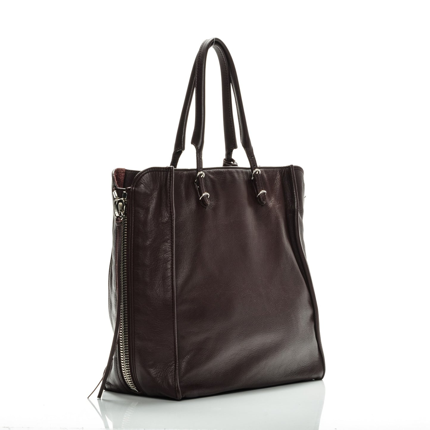 Veau Papier A5 Zip Around Tote Aubergine