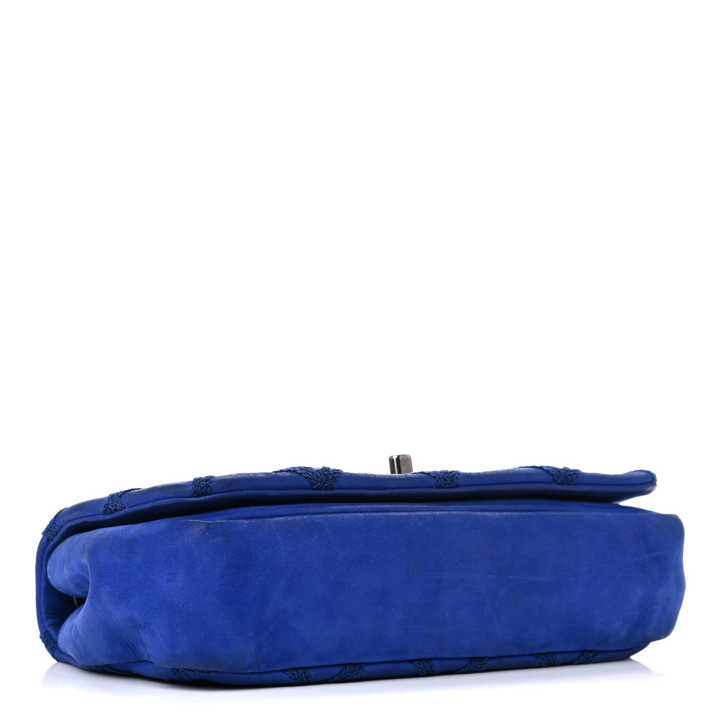 Suede Diamond Embellished Medium Single Flap Blue
