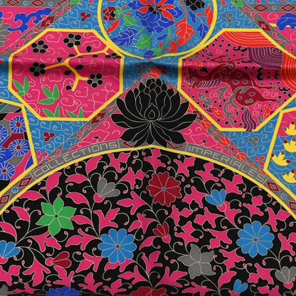 Hermes Silk Collections Imperiales Scarf 90 Fuchsia Vert Black 5 of 5