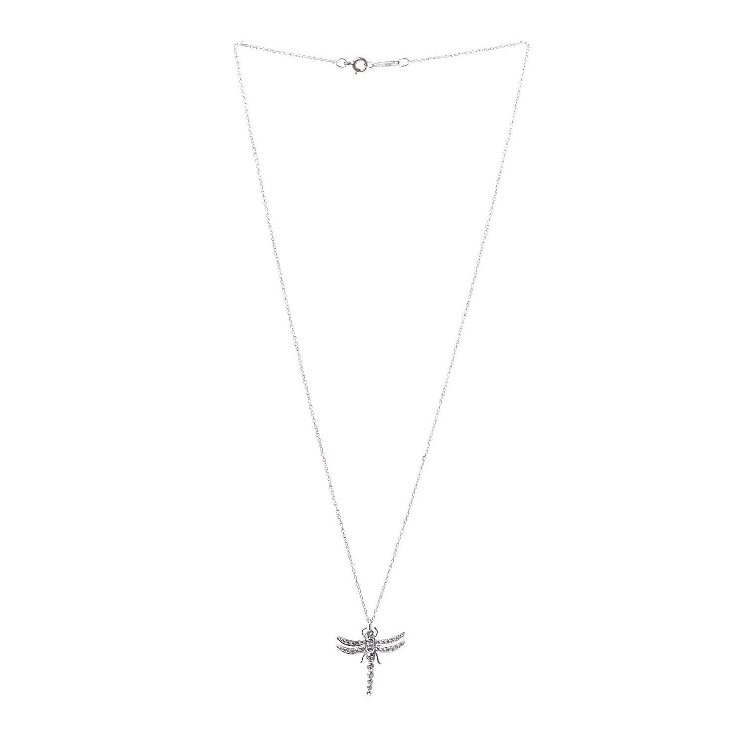 Platinum Diamond Dragonfly Pendant Necklace