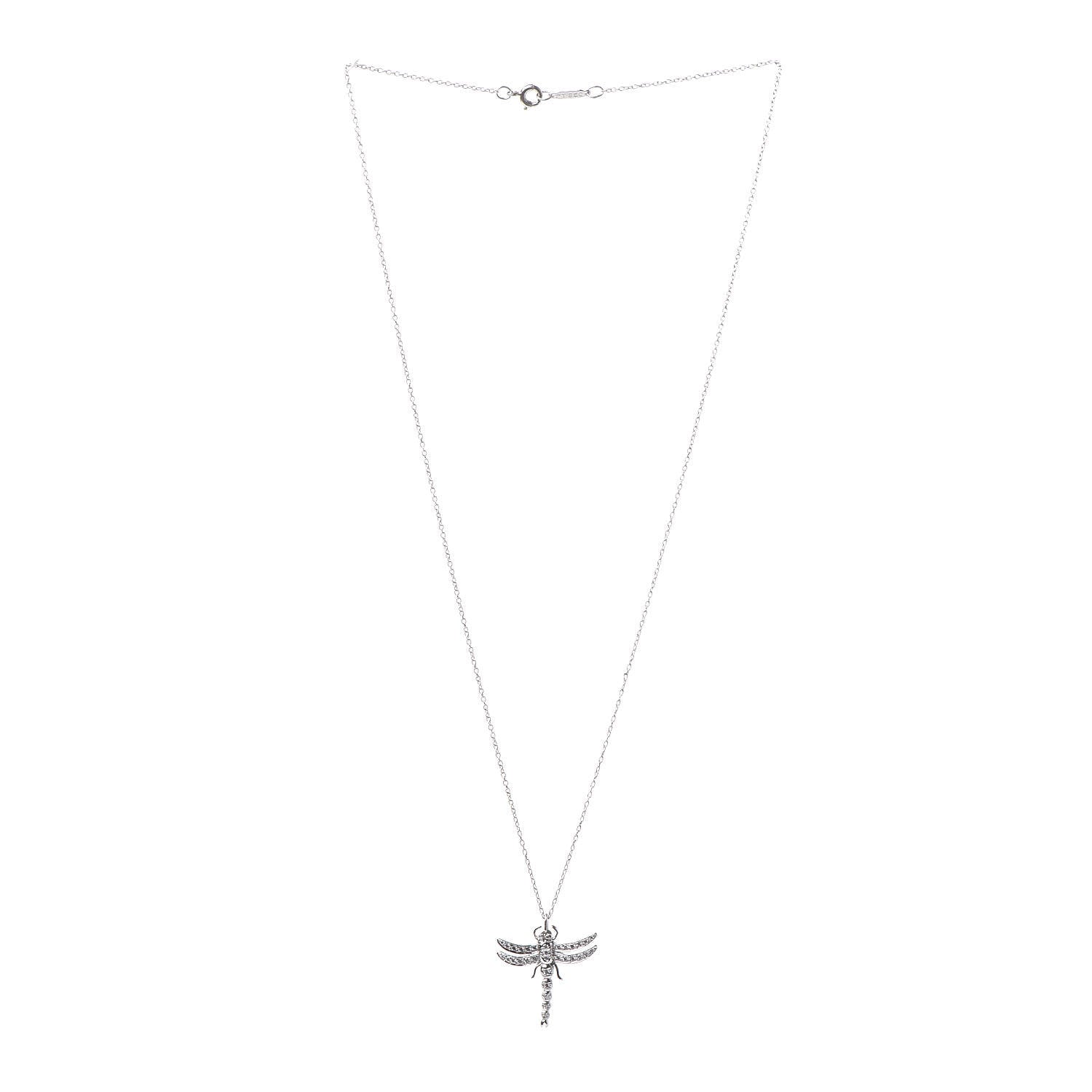 Tiffany Platinum Diamond Dragonfly Pendant Necklace 3 of 7