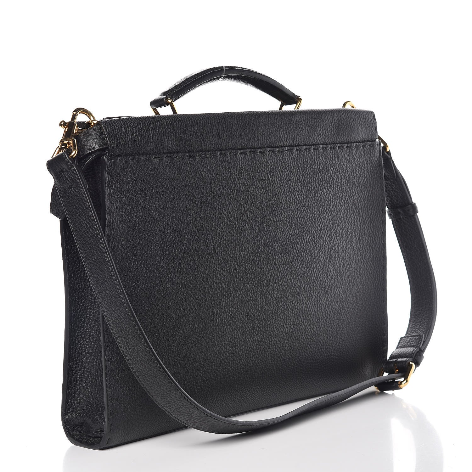 Fendi Cuoio Romano Selleria Monster Eyes Large Peekaboo Iconic Fit Satchel Black 3 of 11