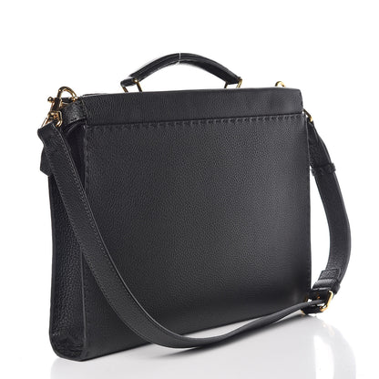 Fendi Cuoio Romano Selleria Monster Eyes Large Peekaboo Iconic Fit Satchel Black 3 of 11