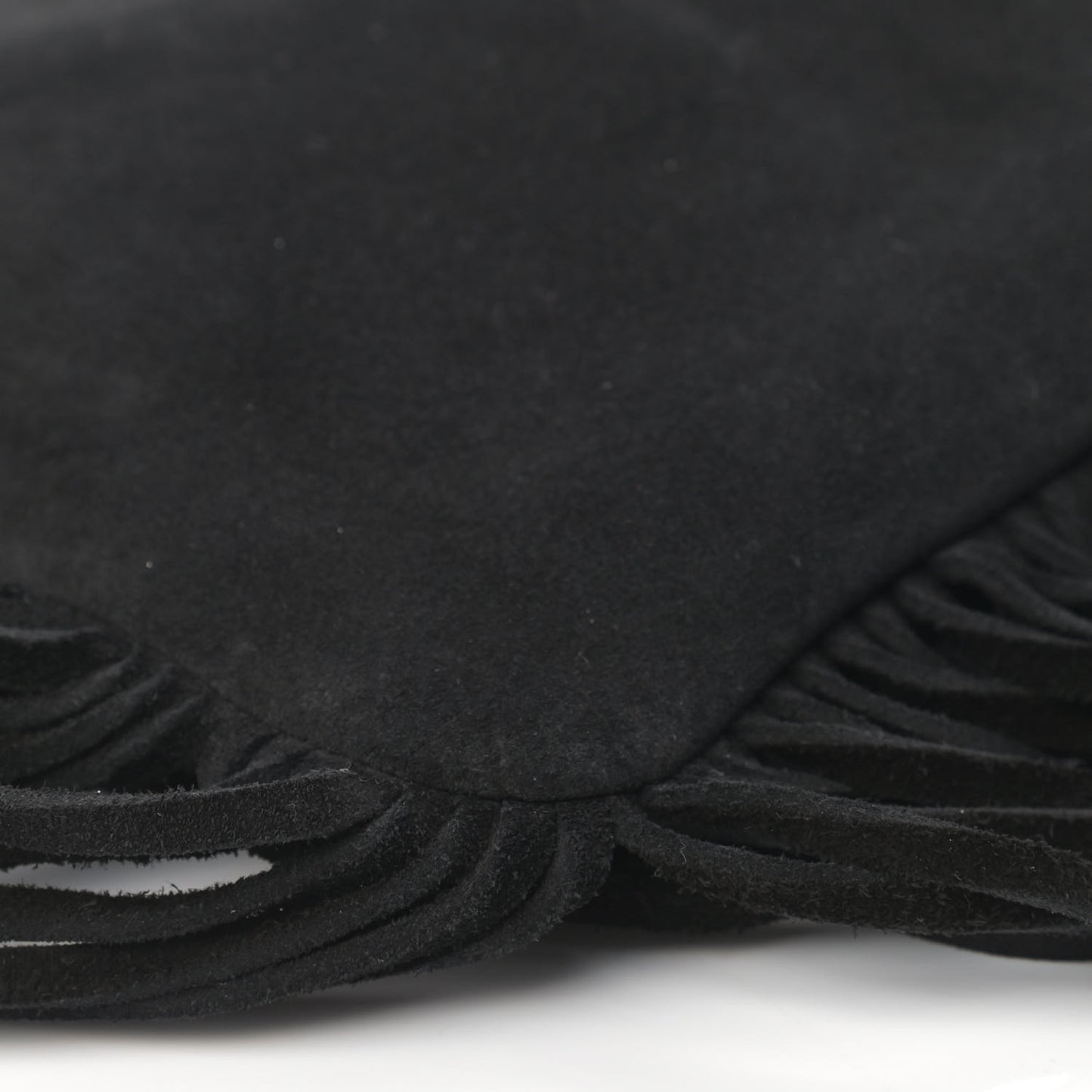 Suede Calfskin Small Fringe Crossbody Bag Black