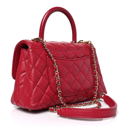 Chanel Caviar Quilted Mini Coco Handle Flap Dark Pink 3 of 9