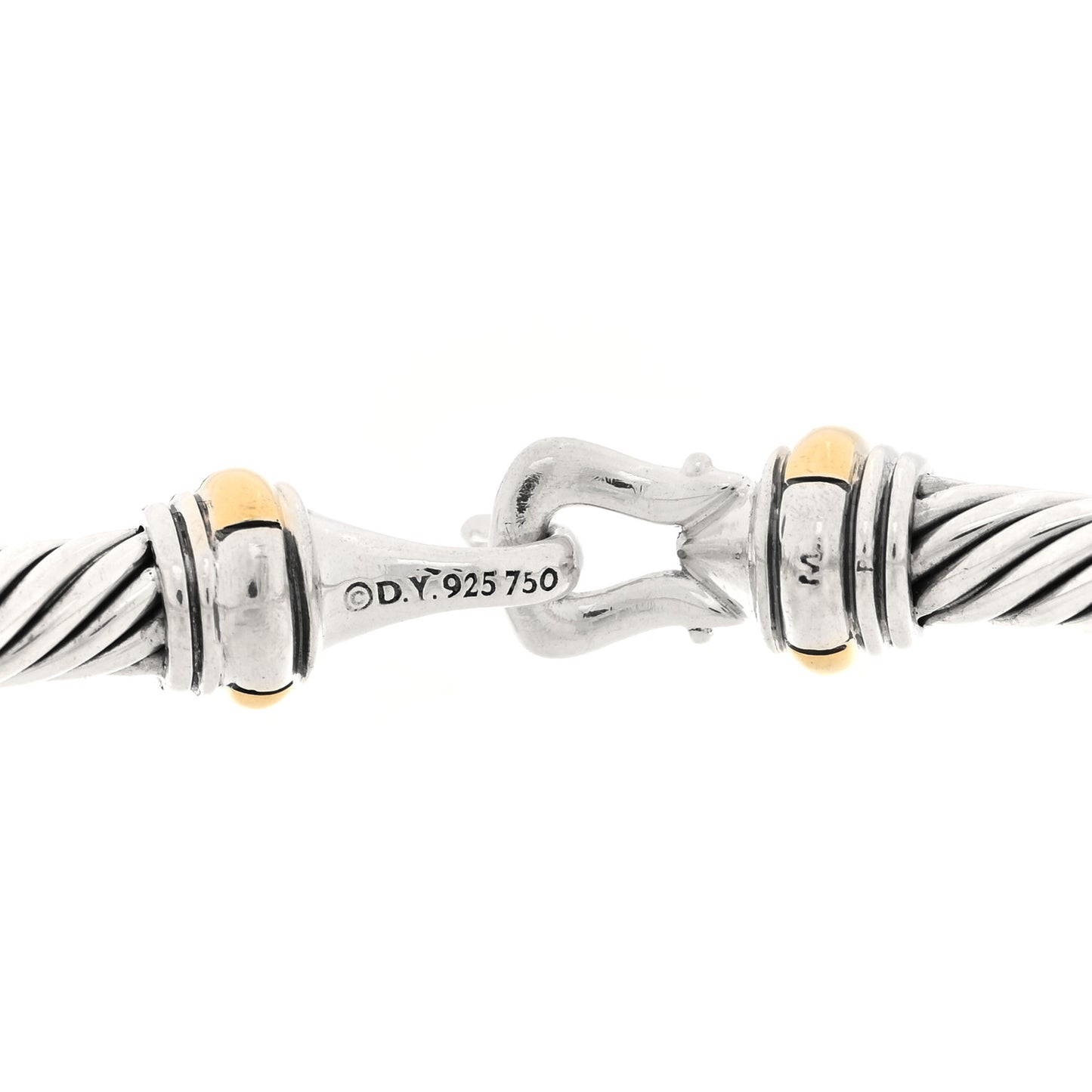 Sterling Silver 18K Yellow Gold 5mm Cable Classic Buckle Bracelet