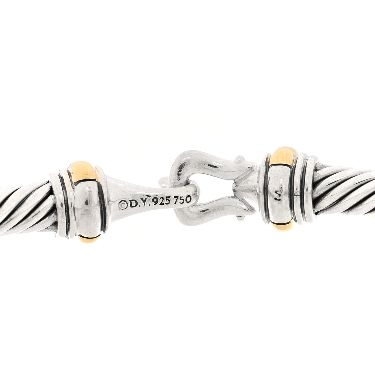 David Yurman Sterling Silver 18K Yellow Gold 5mm Cable Classic Buckle Bracelet 5 of 6