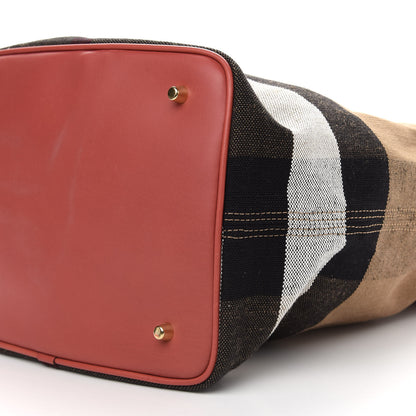 Burberry Grainy Calfskin Canvas Mega Check Medium Ashby Tassel Hobo Pink Azalea 11 of 11