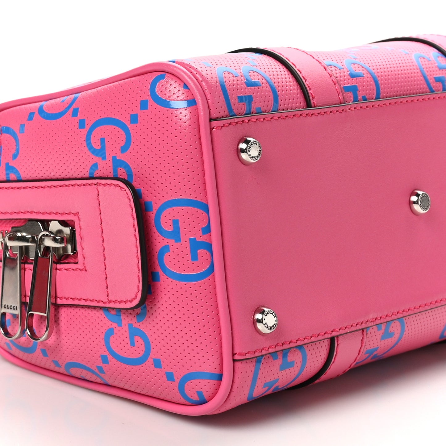 Calfskin GG Tennis Bi-Color Embossed Mini Duffle Bag Modern Fucsia Modern Blue