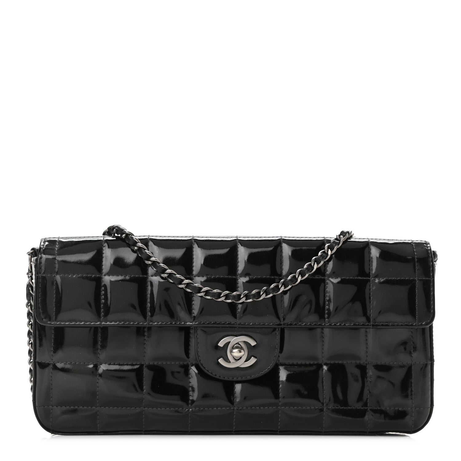 Chanel Patent Quilted East West Chocolate Bar Flap Black 1 of 12