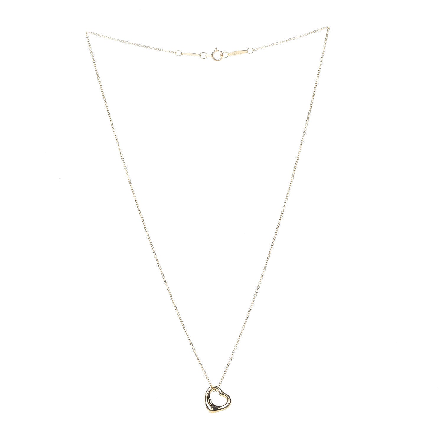Tiffany 18K Yellow Gold Elsa Peretti Small Open Heart Pendant Necklace 3 of 7