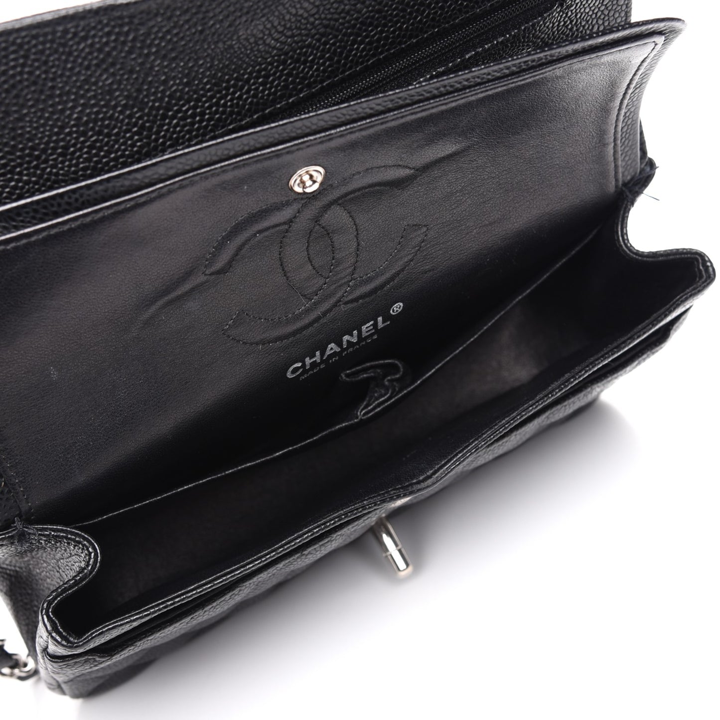 Caviar Quilted Small Double Flap Black