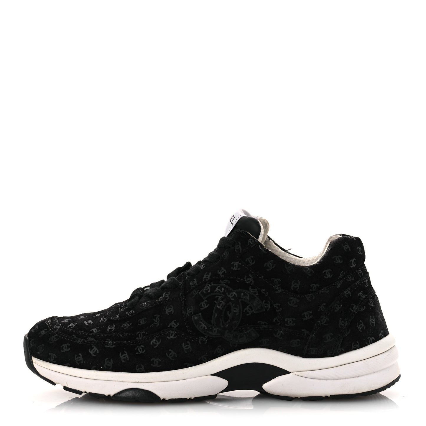 Suede Calfskin Printed CC Sneakers 38.5 Black