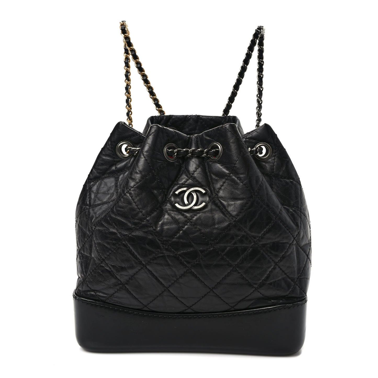 Aged Calfskin Quilted Small Gabrielle Backpack Black