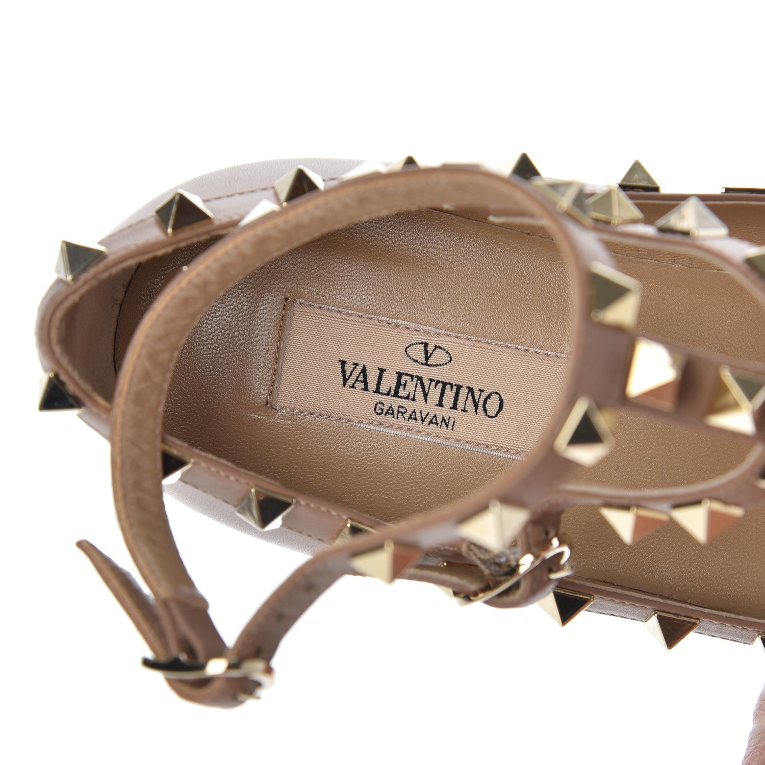 Valentino Garavani Nappa Rockstud Cage Flats 37 Beige 6 of 21