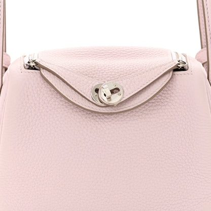 Hermes Taurillon Clemence Verso Mini Lindy 20 Mauve Pale Mushroom 8 of 11