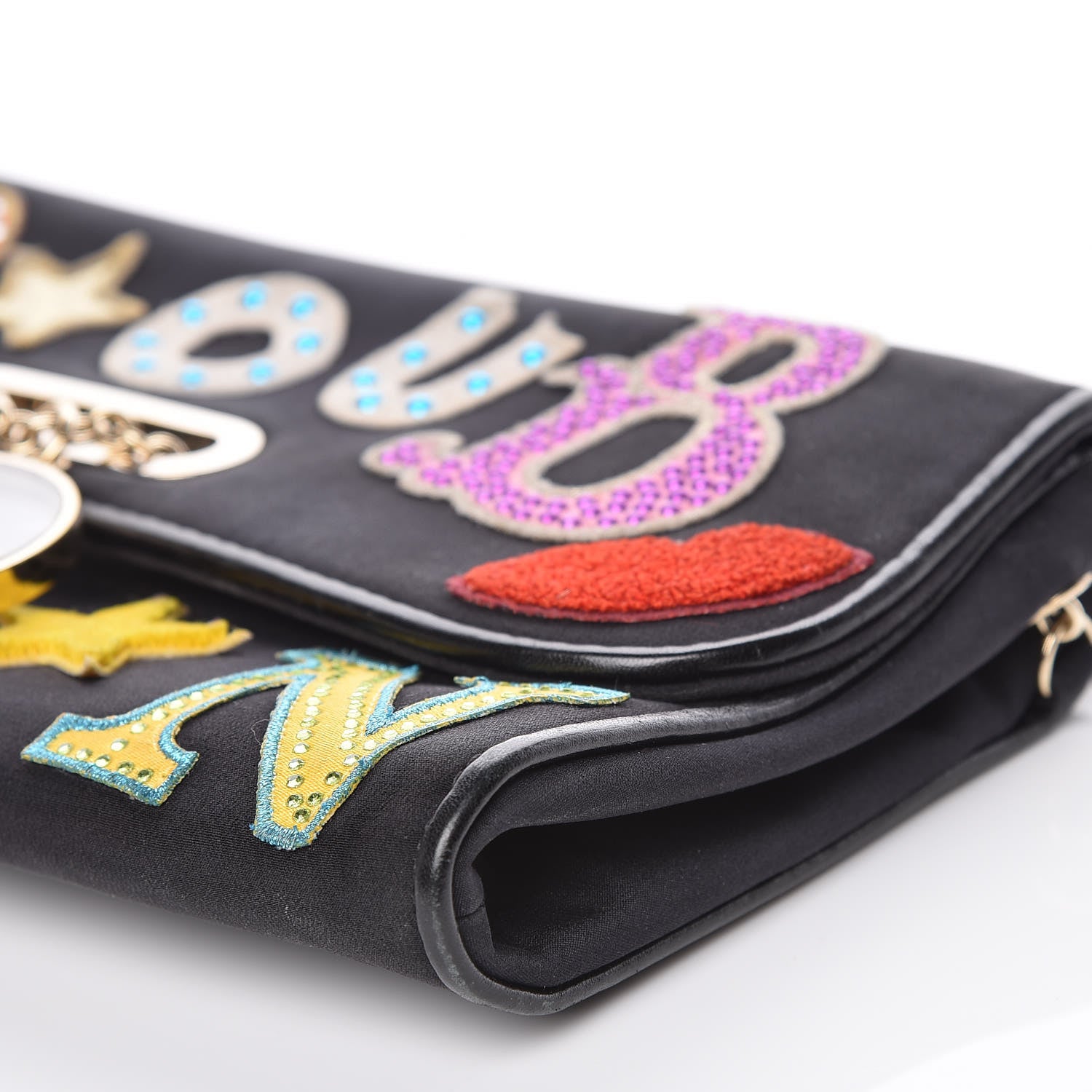 Christian Louboutin Canvas Patch Letters Riviera Clutch Black 9 of 12