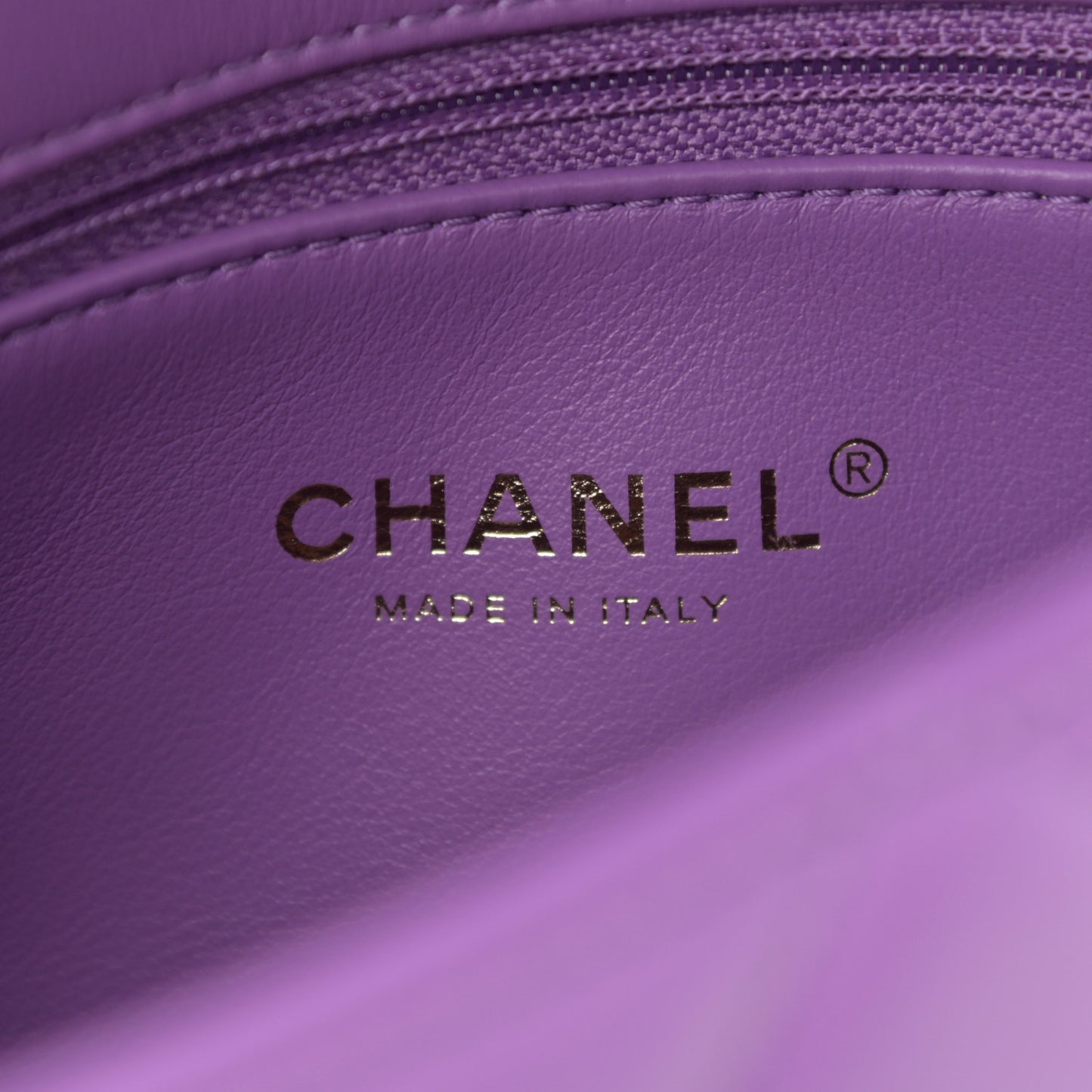 Lambskin Enamel Quilted Small Pending CC Square Flap Purple