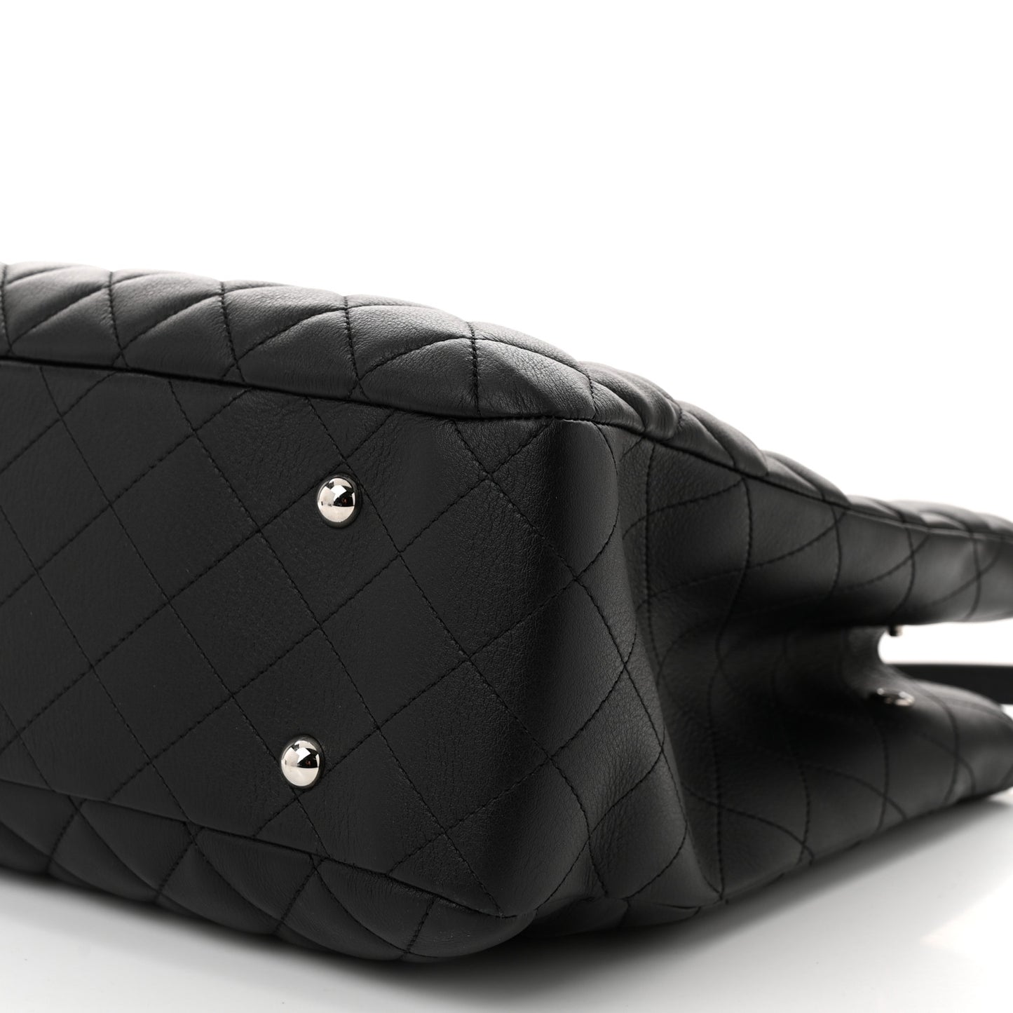 Calfskin Quilted Large Classic Shopping Tote Black